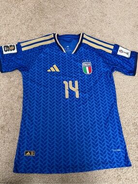 adidas Italy Blue and Gold Home Jersey #14